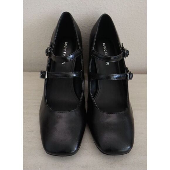 Marc Fisher Women's Sz 8M Black Charisy Tapered Block Heel Dress Pumps - Picture 2 of 9